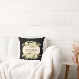 Cream Floral Happy Mother's Day Throw Pillow