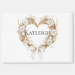 Cream Floral Heart Wreath Magnet