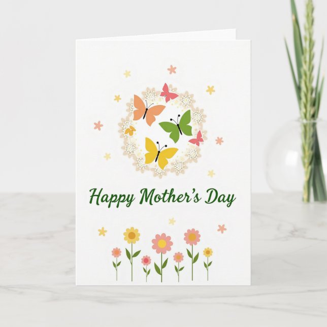 Cream Floral Mothers Day Card (Front)