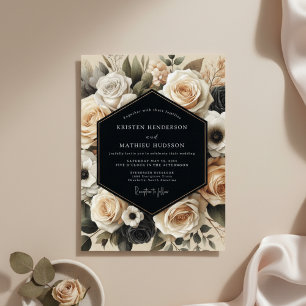 Cream Floral Nocturne Wedding Invitation
