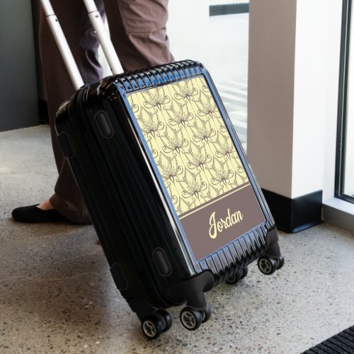Cream Floral Pattern  Add Your Name Luggage
