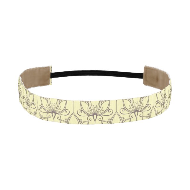 Cream Floral Pattern Athletic Headband (Front)