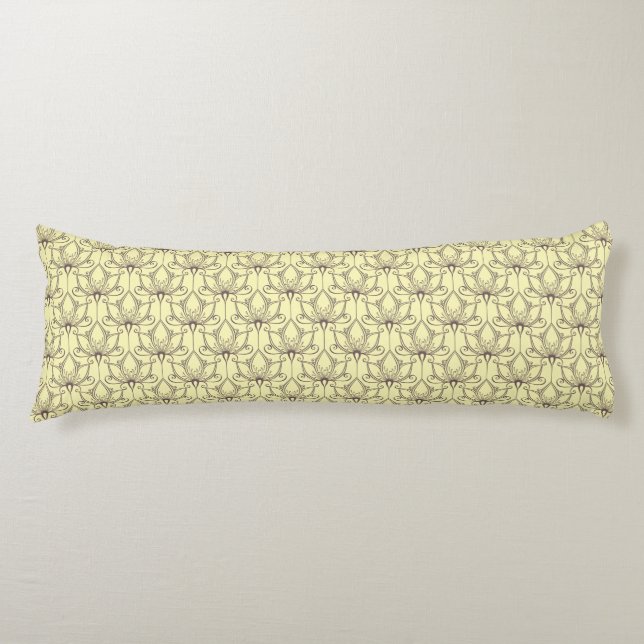 Cream Floral Pattern Body Pillow (Front)