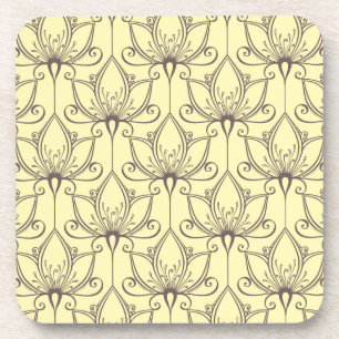 Cream Floral Pattern Drink Coaster