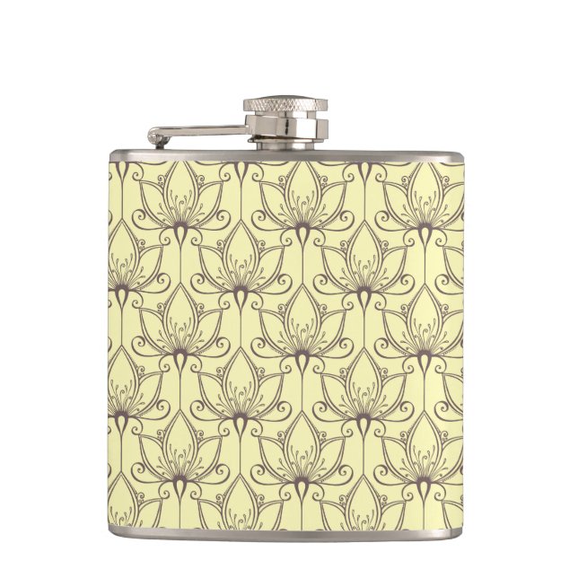 Cream Floral Pattern Flask (Front)
