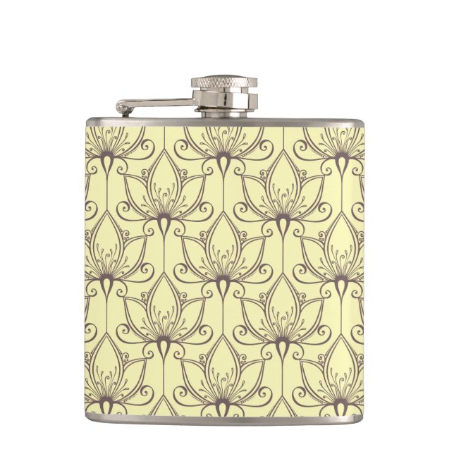 Cream Floral Pattern Flask (Front)