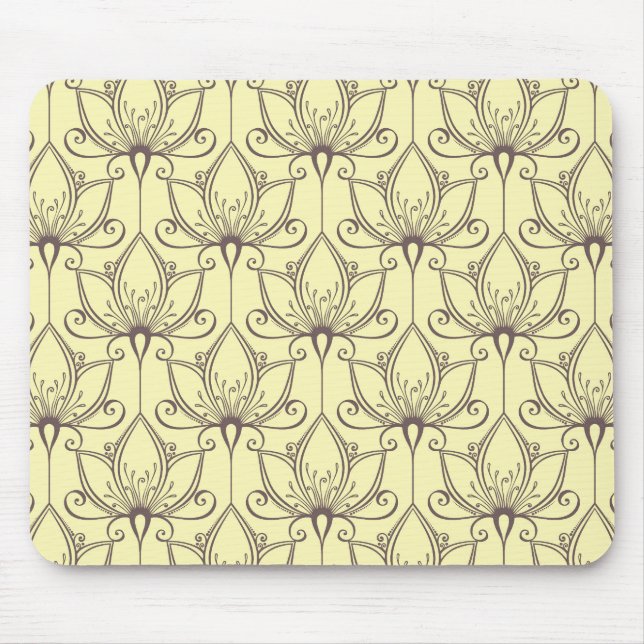 Cream Floral Pattern Mouse Pad (Front)