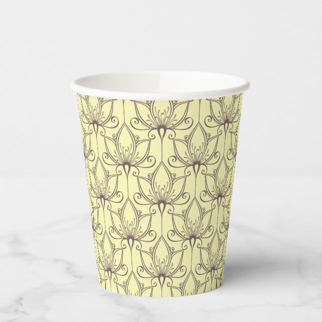 Cream Floral Pattern Paper Cups (Left)