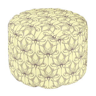 Cream Floral Pattern Pouf