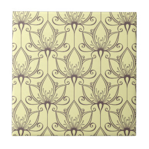 Cream Floral Pattern Tile