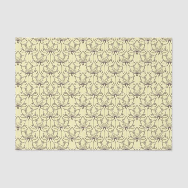 Cream Floral Pattern Tissue Paper (Front)