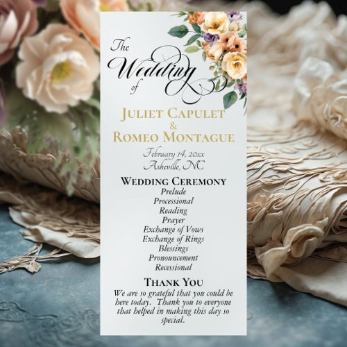 Cream Floral - Pearl White Wedding Program
