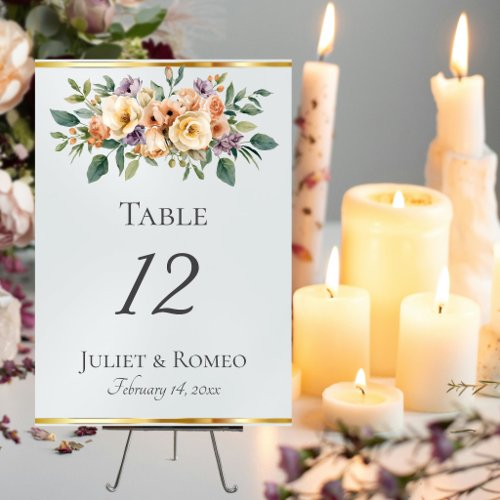 Cream Floral &amp; Ribbon - Pearl White Table Number