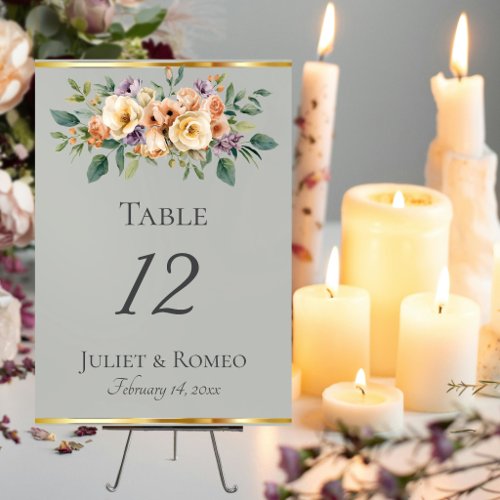 Cream Floral &amp; Ribbon - Sage Table Number