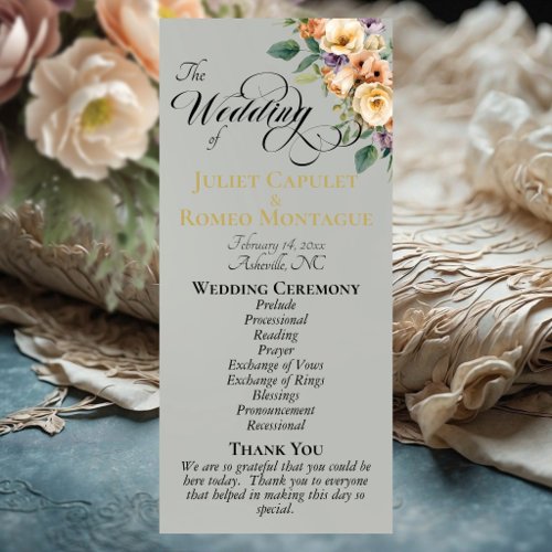 Cream Floral - Sage Wedding Program