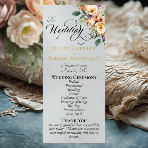 Cream Floral - Silver Wedding Program