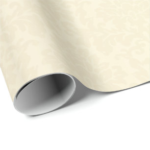 Cream Floral Tone Damask Wrapping Paper