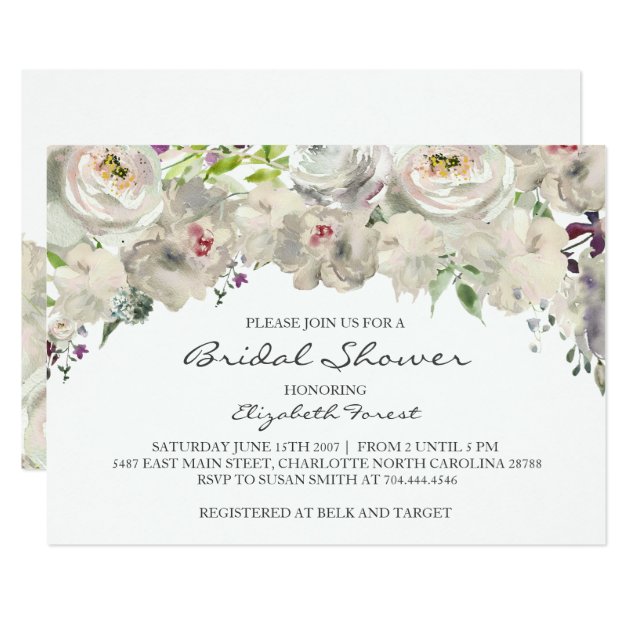 Cream Flower Bridal Shower Invitation