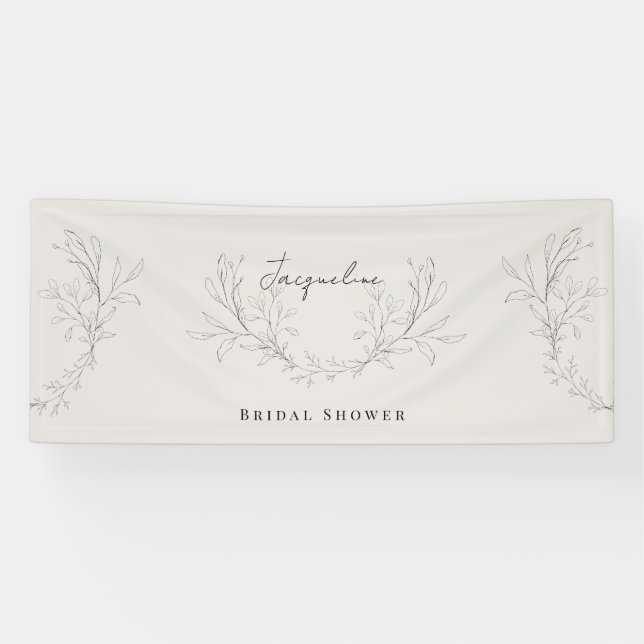 Cream Foliage Bridal Shower Banner (Horizontal)