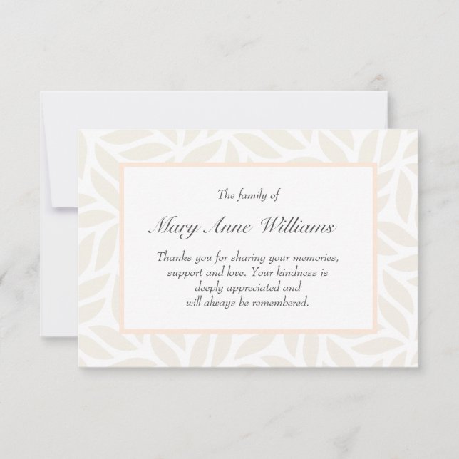 Cream foliage delicate funeral thank you (Front)