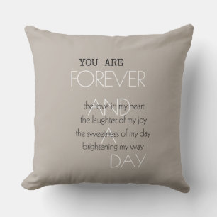 Cream Forever Love Poem Throw Pillow