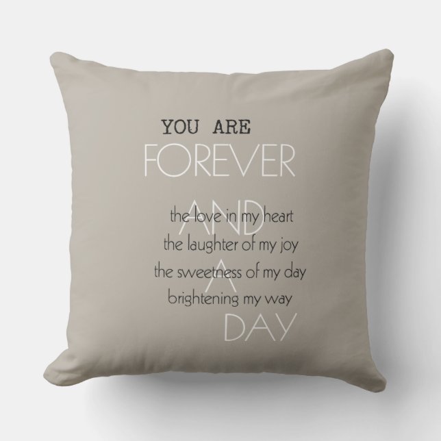 Cream Forever Love Poem Throw Pillow (Front)