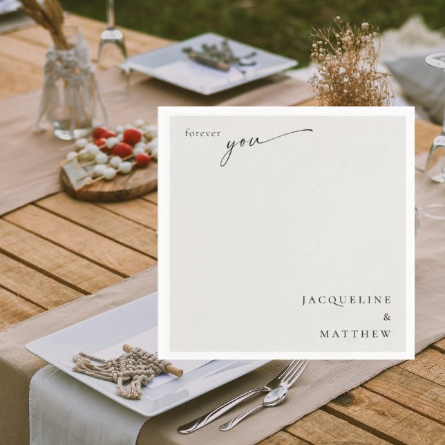 Cream Forever You Couple Names Wedding Cocktail Napkins (Creator Uploaded)