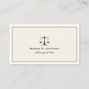 Cream Frame  Attorney  Justice Scale Professional Business Card