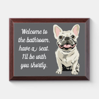 Cream French Bulldog Award Plaque