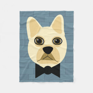 Cream French Bulldog, Blue Brick Fleece Blanket