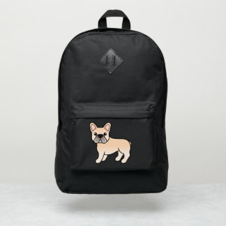 Cream French Bulldog Cartoon Dog Illustration Port Authority® Backpack