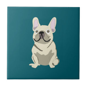 Cream French Bulldog Ceramic Tile