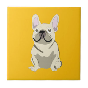 Cream French Bulldog Ceramic Tile