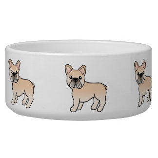 Cream French Bulldog Cute Cartoon Dog Bowl