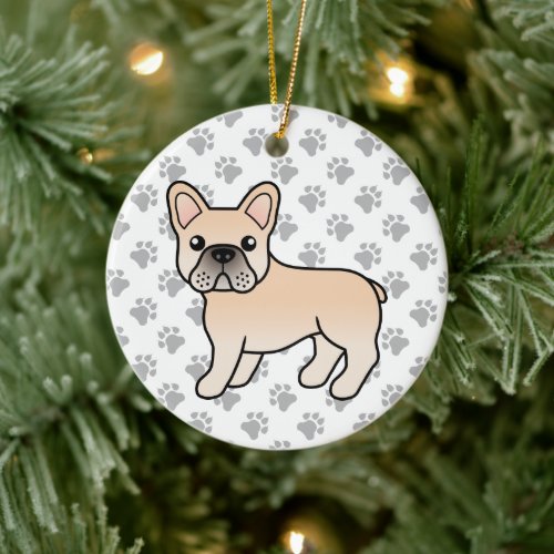 Cream French Bulldog Cute Cartoon Dog Ceramic Ornament