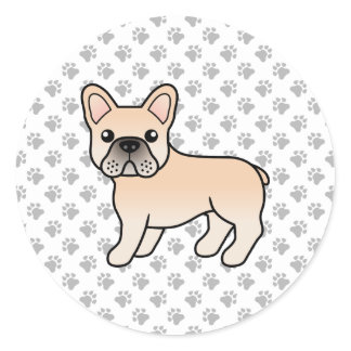 Cream French Bulldog Cute Cartoon Dog Classic Round Sticker