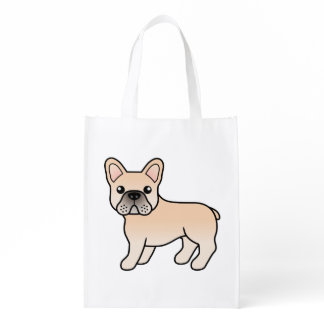 Cream French Bulldog Cute Cartoon Dog Grocery Bag
