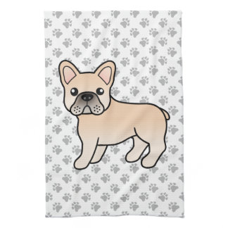 Cream French Bulldog Cute Cartoon Dog Kitchen Towel