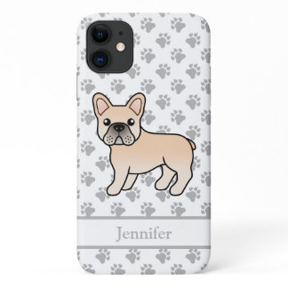 Cream French Bulldog Cute Cartoon Dog &amp; Name iPhone 11 Case