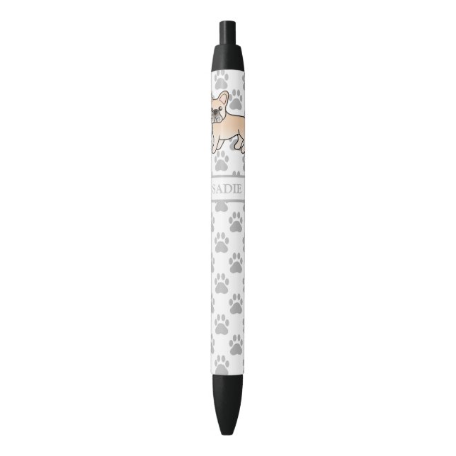 Cream French Bulldog Cute Cartoon Dog & Name Pen (Front Vertical)