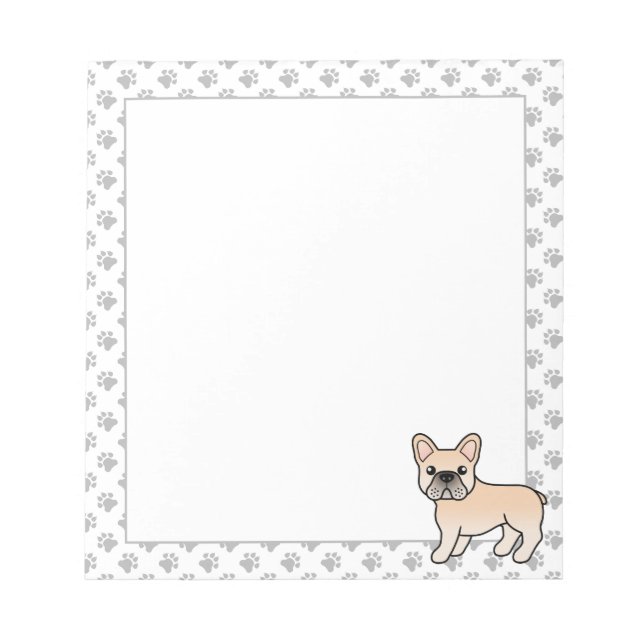 Cream French Bulldog Cute Cartoon Dog Notepad (Front)
