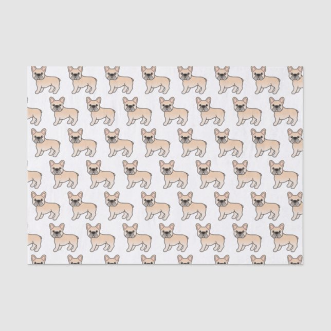 Cream French Bulldog Cute Cartoon Dog Pattern Tissue Paper (Front)