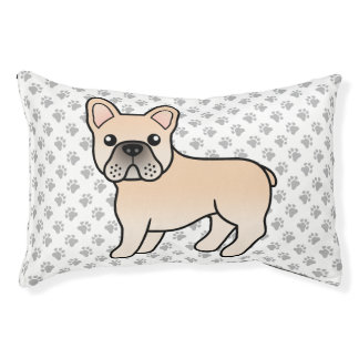 Cream French Bulldog Cute Cartoon Dog &amp; Paws Pet Bed