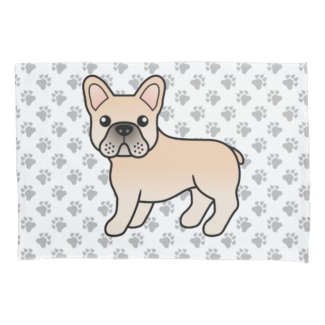 Cream French Bulldog Cute Cartoon Dog Pillow Case (Front)