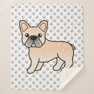 Cream French Bulldog Cute Cartoon Dog Sherpa Blanket