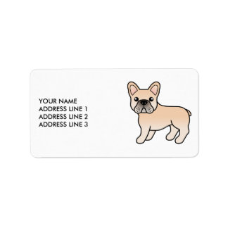 Cream French Bulldog Cute Cartoon Dog &amp; Text Label