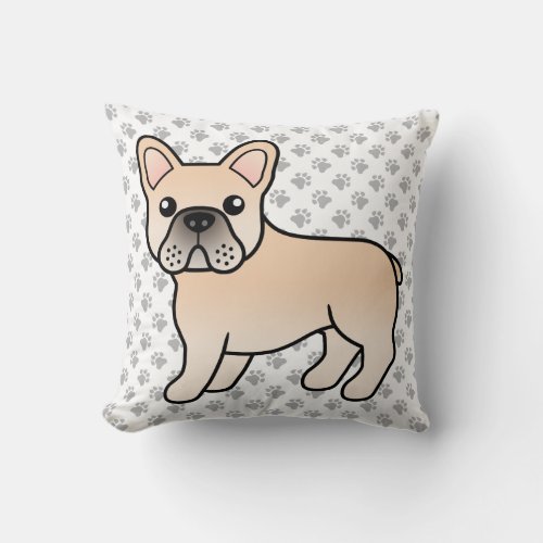 Cream French Bulldog Cute Cartoon Dog Throw Pillow