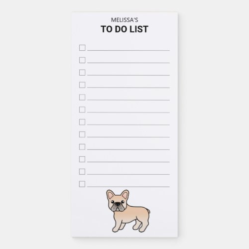 Cream French Bulldog Cute Cartoon Dog To Do List Magnetic Notepad
