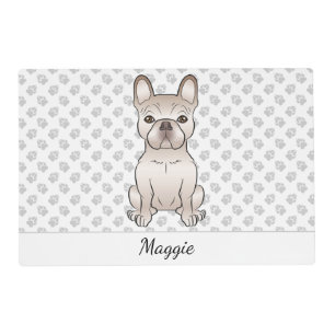 Cream French Bulldog Dog Sitting & Custom Name Placemat