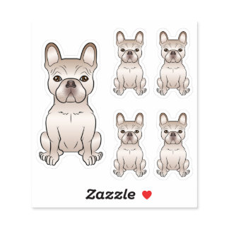Cream French Bulldog Dog Sitting Illustrations Sticker